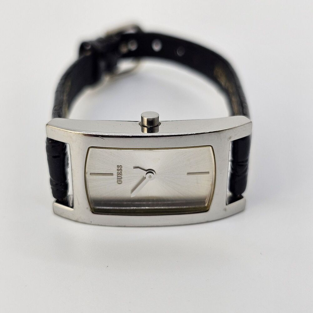 Guess Women's Watch 17MM Gray Case Gray Dial New Black Leather Bands New Battery - Picture 5 of 13